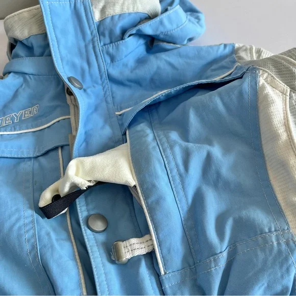 Obermeyer girls one piece snow ski suit 6 turbo board blue zip hood winter blue - Picture 4 of 16